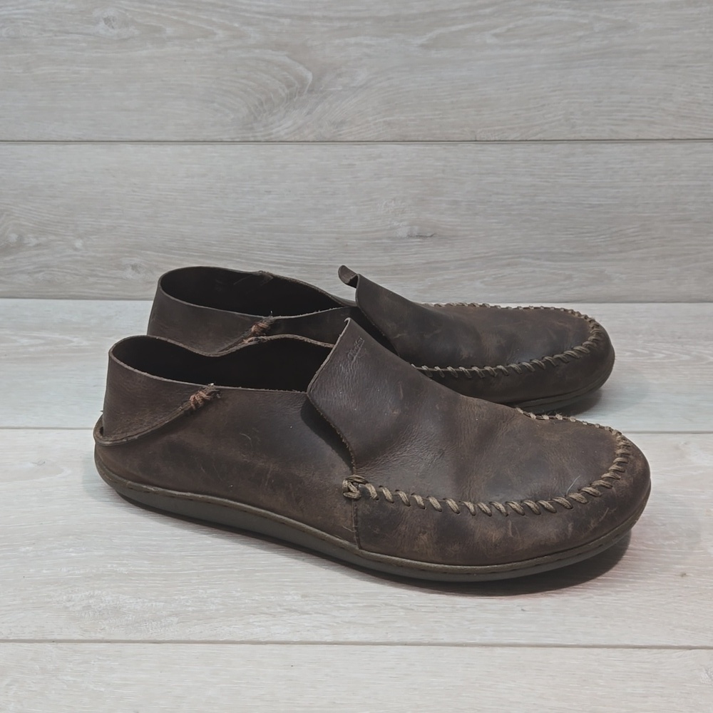 Olukai Mens Akahai Leather Loafer Slip on shoes sz 11.5